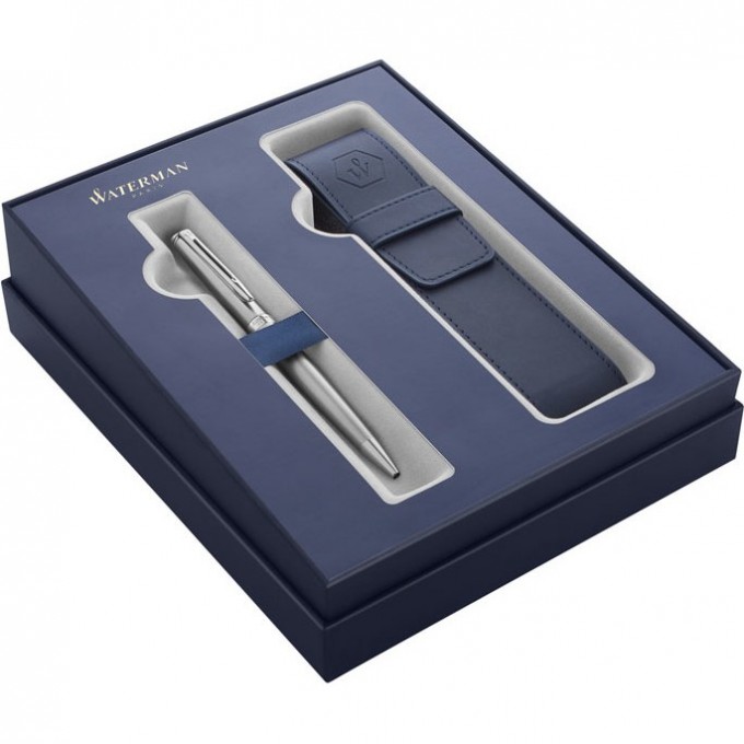 Подарочный набор WATERMAN HEMISPHERE с шариковой ручкой и чехлом Stainless Steel CT, толщина линии M, чернила синие 2122196 Подарочный набор WATERMAN HEMISPHERE с шариковой ручкой и чехлом Stainless Steel CT, толщина линии M, чернила синие 2122196