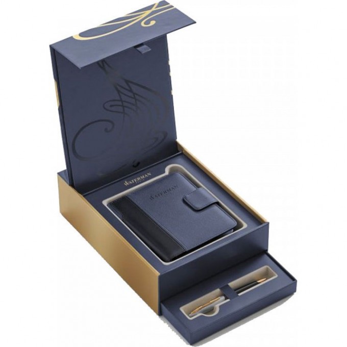 Подарочный набор WATERMAN: Шариковая ручка WATERMAN CARENE DELUXE BLACK с блокнотом в обложке 1978717 Подарочный набор WATERMAN: Шариковая ручка WATERMAN CARENE DELUXE BLACK с блокнотом в обложке 1978717